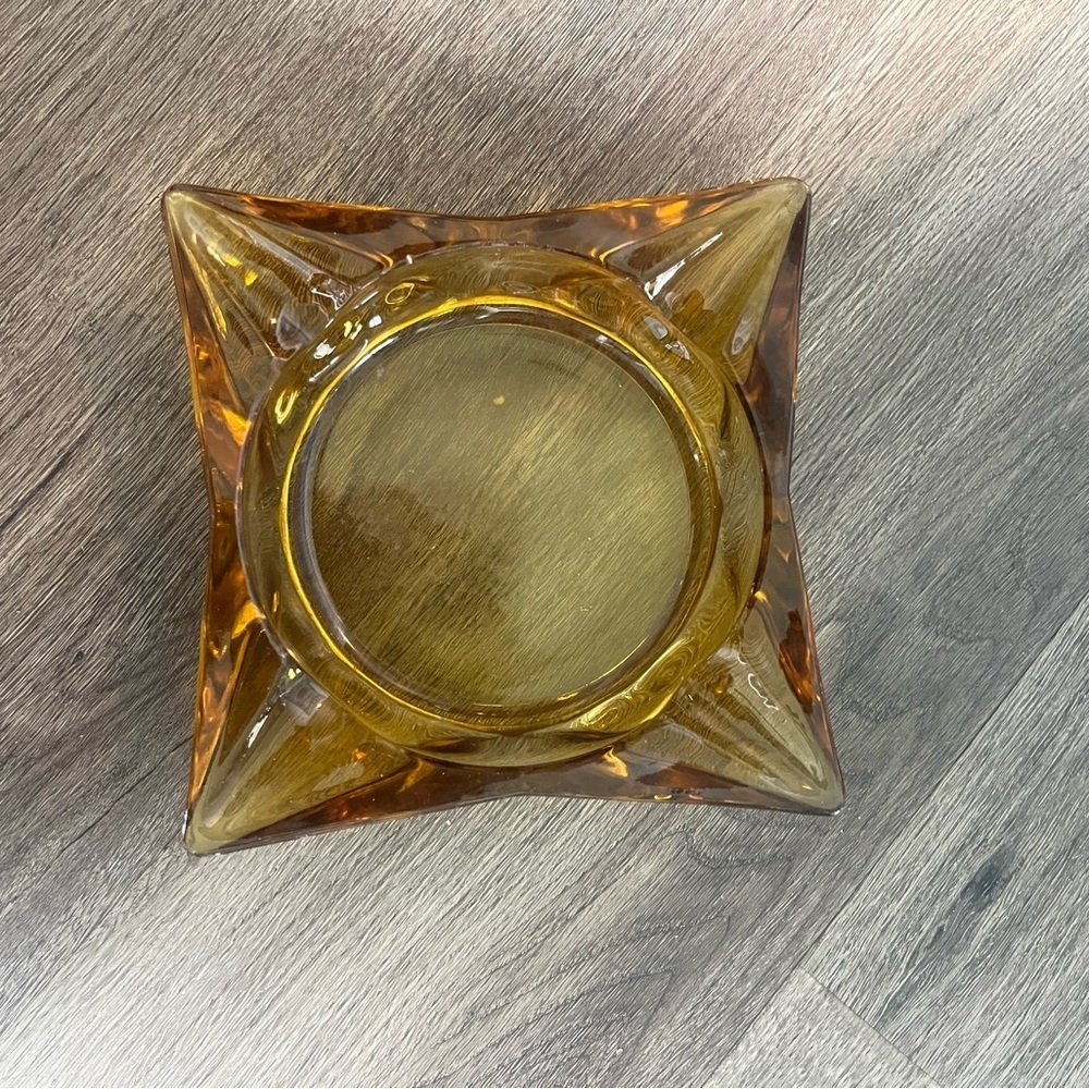 Vintage Amber Glass Star-Shaped Bowl - Picture 1 of 2